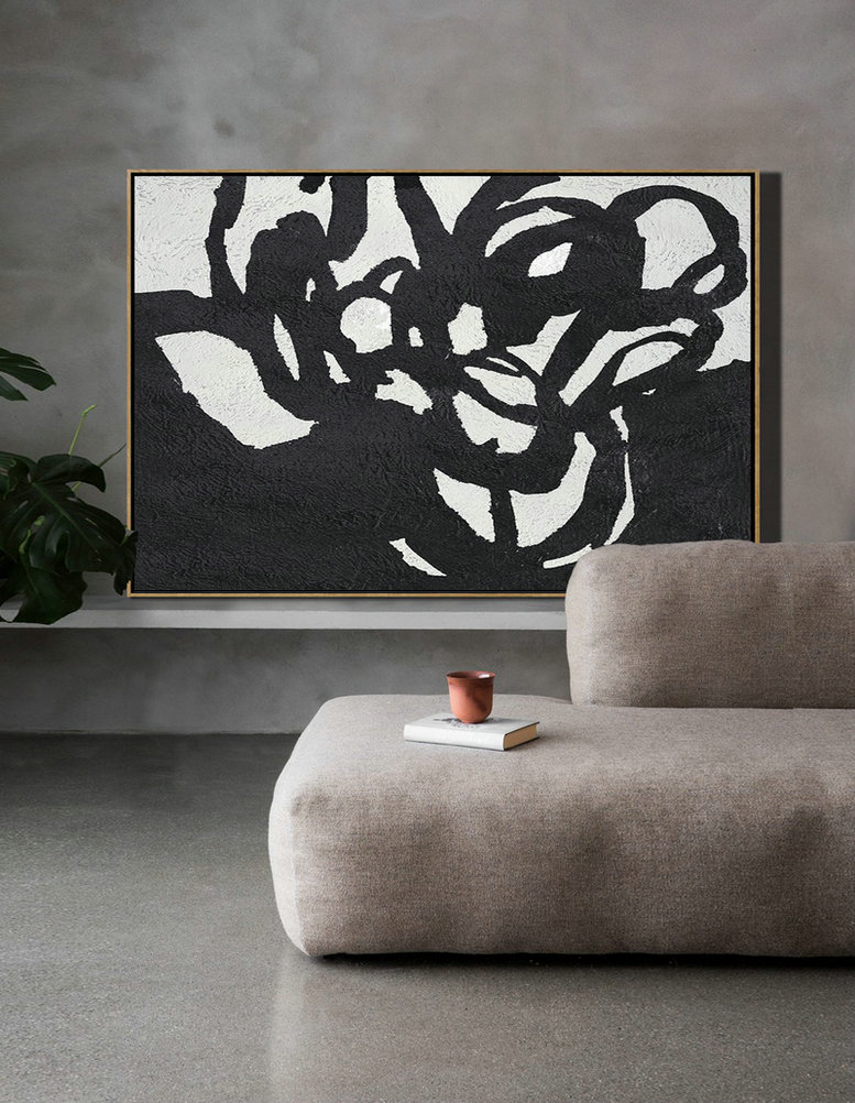 Canvas Wall Art Home Decor,Oversized Horizontal Minimal Art On Canvas - Hand Paint Large Clean Modern Art